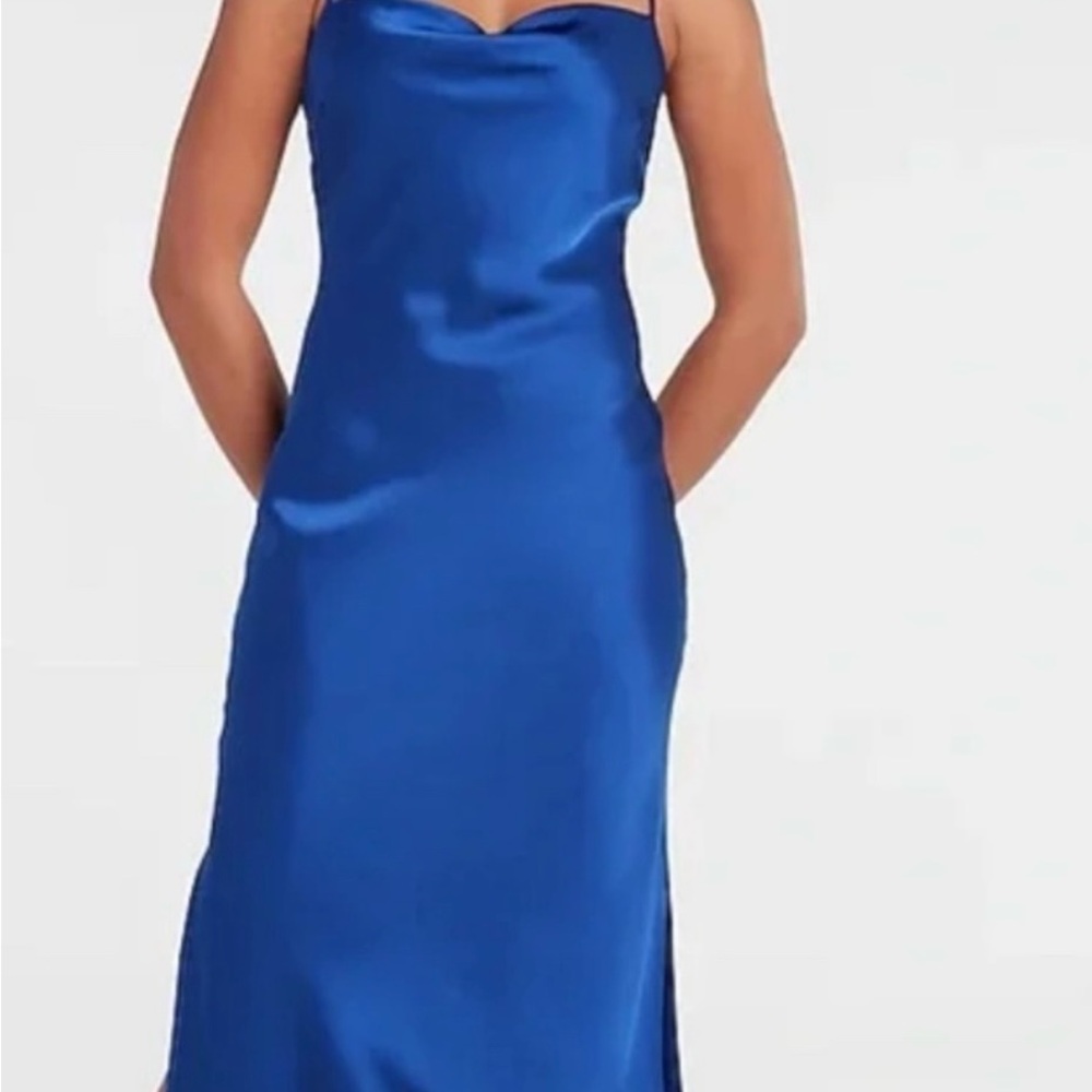 Elegant Blue Satin Dress